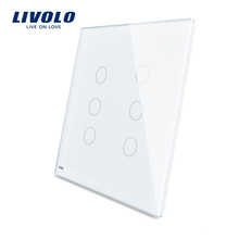Livolo White 125mm*125mm US standard Double Glass Panel For Sale 6 Gang Wall Touch Switch VL-C5-C3/C3-11